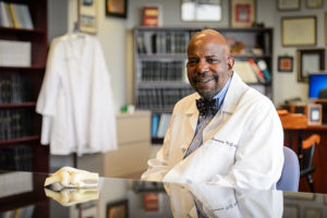 Cato Laurencin at his office at UConn Health in Farmington. (Peter Morenus/UConn Photo)